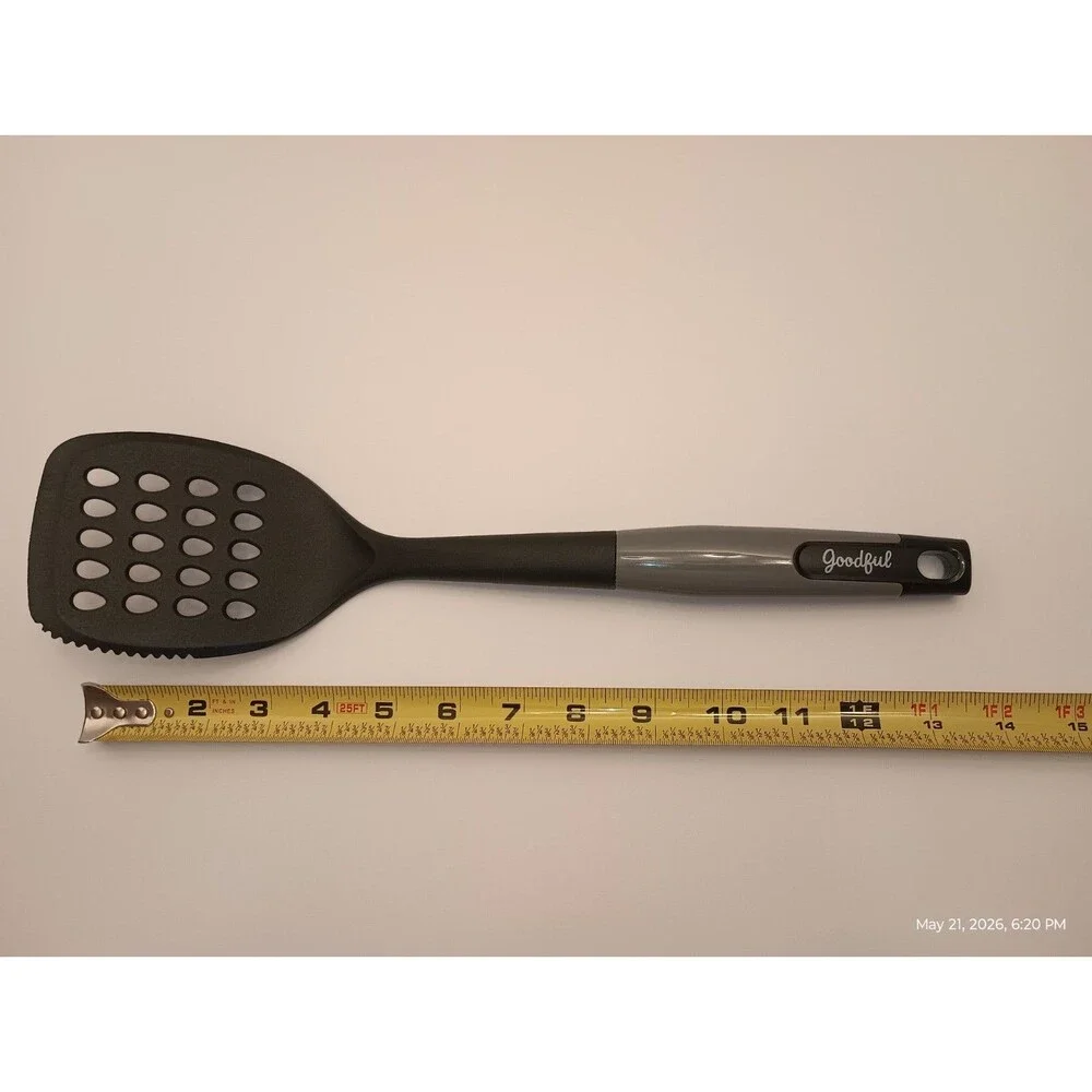 Goodful Slotted Turner Spatula, Black/Gray, Handle, Solid Pattern. NICE!